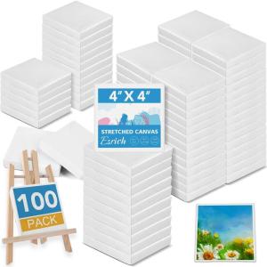 imageESRICH Mini Canvases for Painting Canvas in Bulk 32Pack 3x3In 25In Profile Small Square Canvas Blank Canvases are Great for School Projects and Kids Birthday Parties Home Decor Project4x4in100 Packs