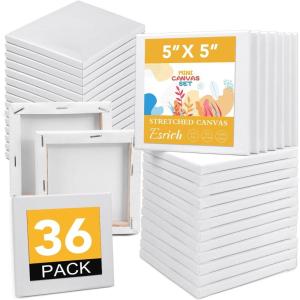 imageESRICH Mini Canvases for Painting Mini Canvas Bulk 200 Pack 24x24In 25In Profile Small Square Canvas Blank Canvases are Great for School Projects and Kids Birthday Parties Home Decor Project5x5in36 Packs