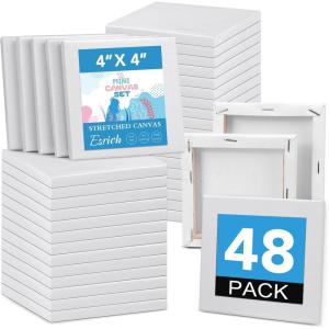 imageESRICH Mini Canvases for Painting Mini Canvas Bulk 200 Pack 24x24In 25In Profile Small Square Canvas Blank Canvases are Great for School Projects and Kids Birthday Parties Home Decor Project4x4in48 Packs