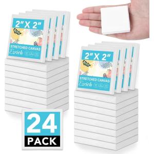 imageESRICH Small Stretched Canvas for Painting 6x6 inch 25Profile Art Primed 6 Pack Canvases for Painting Cotton Small Professional Blank Paint Canvas for Kids and Art Supplies for Acrylics Oils2x2in24P