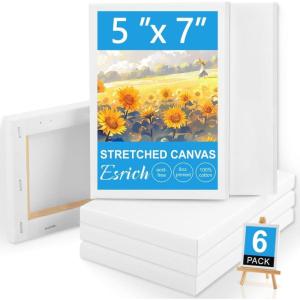 imageESRICH Stretched Canvas 6 Pack 8x8 Primed AcidFree Wood Framed Blank Canvas Art Canvases for Beginners Artists Used for Oil Acrylic Paint Pouring Painting6 Packs Stretched Canvas  57in