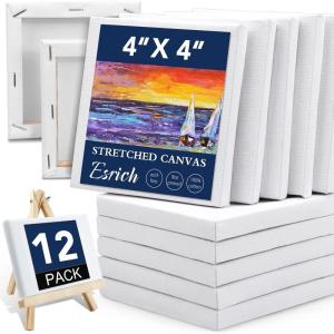 imageESRICH Stretched Canvas 6 Pack 8x8 Primed AcidFree Wood Framed Blank Canvas Art Canvases for Beginners Artists Used for Oil Acrylic Paint Pouring Painting12 Packs Stretched Canvas  44in