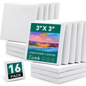 imageESRICH Stretched Canvas 6 Pack 8x8 Primed AcidFree Wood Framed Blank Canvas Art Canvases for Beginners Artists Used for Oil Acrylic Paint Pouring Painting16 Packs Stretched Canvas  33in