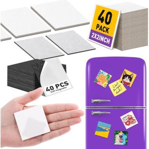 imageESRICH 40 Pack 2x2IN Mini Magnetic Canvas Panels Small Canvases for Painting for Oil Watercolor Acrylic Painting ampamp DIY Crafts with 40PCS 2x2IN Square Flat Canvas Boards 40PCS Soft Magnets