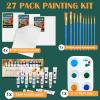 imageESRICH Acrylic Paint SetPainting Supplies with 2 PCS of 12 Colors Acrylic Paint1 Easel 3 Canvas 30 Paintbrushes and 3 Palettes Paint Kit for KidsStudents Artists and BeginnerColorful