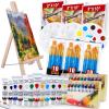 imageESRICH Acrylic Paint SetPainting Supplies with 2 PCS of 12 Colors Acrylic Paint1 Easel 3 Canvas 30 Paintbrushes and 3 Palettes Paint Kit for KidsStudents Artists and Beginner2 set 12 color