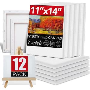 imageESRICH Stretched Canvas for Painting 32x48 Inch 3Pack Large Canvas for Painting Primed AcidFree Cotton Blank Canvases Art Paint Canvases for Oil PaintWatercolorAcrylic PaintGouache and Tempera11x14in12Pack