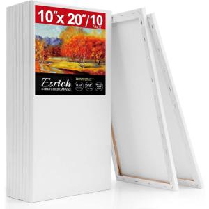 imageESRICH Stretched Canvas for Painting 32x48 Inch 3Pack Large Canvas for Painting Primed AcidFree Cotton Blank Canvases Art Paint Canvases for Oil PaintWatercolorAcrylic PaintGouache and Tempera10x20in10Pack