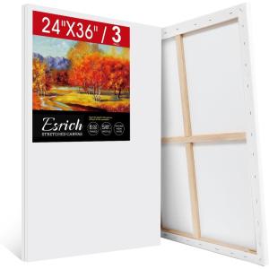 imageESRICH Stretched Canvas for Painting 32x48 Inch 3Pack Large Canvas for Painting Primed AcidFree Cotton Blank Canvases Art Paint Canvases for Oil PaintWatercolorAcrylic PaintGouache and Tempera24x36in3Pack