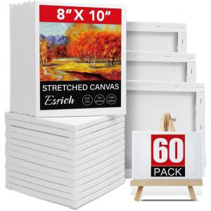 imageESRICH Stretched Canvas for Painting 32x48 Inch 3Pack Large Canvas for Painting Primed AcidFree Cotton Blank Canvases Art Paint Canvases for Oil PaintWatercolorAcrylic PaintGouache and Tempera8x10in60Pack