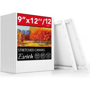 imageESRICH Stretched Canvas for Painting 32x48 Inch 3Pack Large Canvas for Painting Primed AcidFree Cotton Blank Canvases Art Paint Canvases for Oil PaintWatercolorAcrylic PaintGouache and Tempera9x12in12Pack