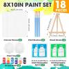 imageESRICH 2 Pack 8x10 Canvas Painting Kits for Adults with Easel Mini Acrylic Paint Paint Brushes Palettes Aprons Sip and Paint Kits for Adults Couples Friends Date Night Painting Party Supplies