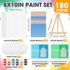 imageESRICH 20 Pack Painting Kits for Adults with Easel 8x10 Canvas Mini Acrylic Paint Paint Brushes Palettes Aprons Sip and Paint Kits for Adults Couples Friends Date Night Painting Party Supplies
