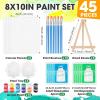 imageESRICH 5 Pack 8x10 Canvas Painting Kits for Adults with Easel Mini Acrylic Paint Paint Brushes Palettes Aprons Sip and Paint Kits for Adults Couples Friends Date Night Painting Party Supplies
