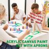 imageESRICH 5 Pack 8x10 Canvas Painting Kits for Adults with Easel Mini Acrylic Paint Paint Brushes Palettes Aprons Sip and Paint Kits for Adults Couples Friends Date Night Painting Party Supplies
