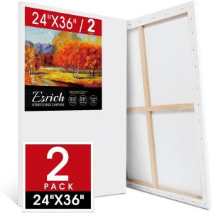 imageESRICH Stretched Canvas for Painting 5x7 60 Pack Small Canvases for Painting 58 Profile Primed AcidFree Blank Painting Canvas for Kids amp Artists for Decorations Painting Parties2Pack24x36 Canvas