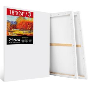 imageESRICH Stretched Canvas for Painting 5x7 60 Pack Small Canvases for Painting 58 Profile Primed AcidFree Blank Painting Canvas for Kids amp Artists for Decorations Painting Parties3Pack18x24 Canvas