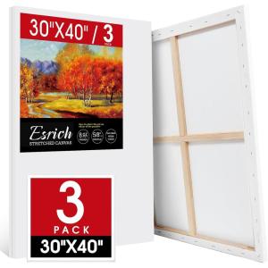 imageESRICH Stretched Canvas for Painting 5x7 60 Pack Small Canvases for Painting 58 Profile Primed AcidFree Blank Painting Canvas for Kids amp Artists for Decorations Painting Parties3Pack30X40 Canvas