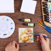imageESRICH Canvas for Painting 2 Pack Square Canvas Boards for Painting 12x12 100 Cotton Primed Acid Free Blank Canvas Panels for Oil Paint Watercolor Acrylic Paint Gouache and Tempera44in 48pack