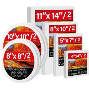 imageESRICH 10x10 Stretched Canvas for Painting 2 Pack Square Canvas for Painting Primed AcidFree Framed Blank Canvas Art Canvases for Beginners amp Artists to Paint Oil Acrylic Pouring Painting4x4in 5x7in 8x10in 11x14in D8in D10in