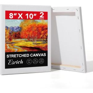 imageESRICH 10x10 Stretched Canvas for Painting 2 Pack Square Canvas for Painting Primed AcidFree Framed Blank Canvas Art Canvases for Beginners amp Artists to Paint Oil Acrylic Pouring Painting8x10in