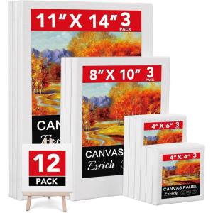 imageESRICH 10x10 Stretched Canvas for Painting 2 Pack Square Canvas for Painting Primed AcidFree Framed Blank Canvas Art Canvases for Beginners amp Artists to Paint Oil Acrylic Pouring Painting4x4in 4x6in 8x10in 11x14in