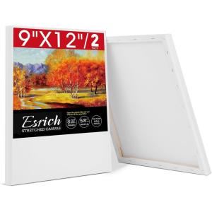 imageESRICH 10x10 Stretched Canvas for Painting 2 Pack Square Canvas for Painting Primed AcidFree Framed Blank Canvas Art Canvases for Beginners amp Artists to Paint Oil Acrylic Pouring Painting9x12in