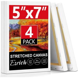 imageESRICH 10x10 Stretched Canvas for Painting 2 Pack Square Canvas for Painting Primed AcidFree Framed Blank Canvas Art Canvases for Beginners amp Artists to Paint Oil Acrylic Pouring Painting5x7in
