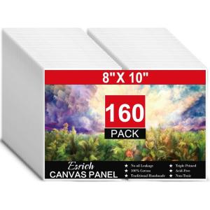 imageESRICH Canvas for Painting 2 Pack Square Canvas Boards for Painting 12x12 100 Cotton Primed Acid Free Blank Canvas Panels for Oil Paint Watercolor Acrylic Paint Gouache and Tempera810in 160pack