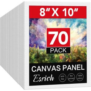 imageESRICH Canvas for Painting 2 Pack Square Canvas Boards for Painting 12x12 100 Cotton Primed Acid Free Blank Canvas Panels for Oil Paint Watercolor Acrylic Paint Gouache and Tempera810in 70pack