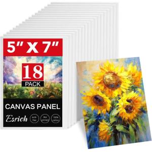 imageESRICH Canvas for Painting 2 Pack Square Canvas Boards for Painting 12x12 100 Cotton Primed Acid Free Blank Canvas Panels for Oil Paint Watercolor Acrylic Paint Gouache and Tempera57in 18pack