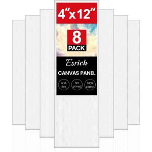 imageESRICH Canvas for Painting 2 Pack Square Canvas Boards for Painting 12x12 100 Cotton Primed Acid Free Blank Canvas Panels for Oil Paint Watercolor Acrylic Paint Gouache and Tempera412in 8pack