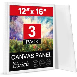 imageESRICH Canvas for Painting 2 Pack Square Canvas Boards for Painting 12x12 100 Cotton Primed Acid Free Blank Canvas Panels for Oil Paint Watercolor Acrylic Paint Gouache and Tempera1216in 3pack